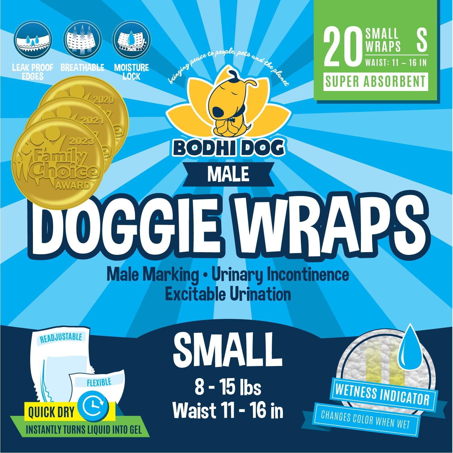 Bodhi Dog male dog diapers being wrapped around a medium sized pet