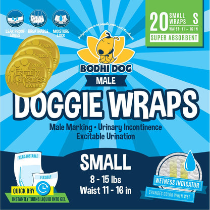 Bodhi Dog male dog diapers being wrapped around a medium sized pet