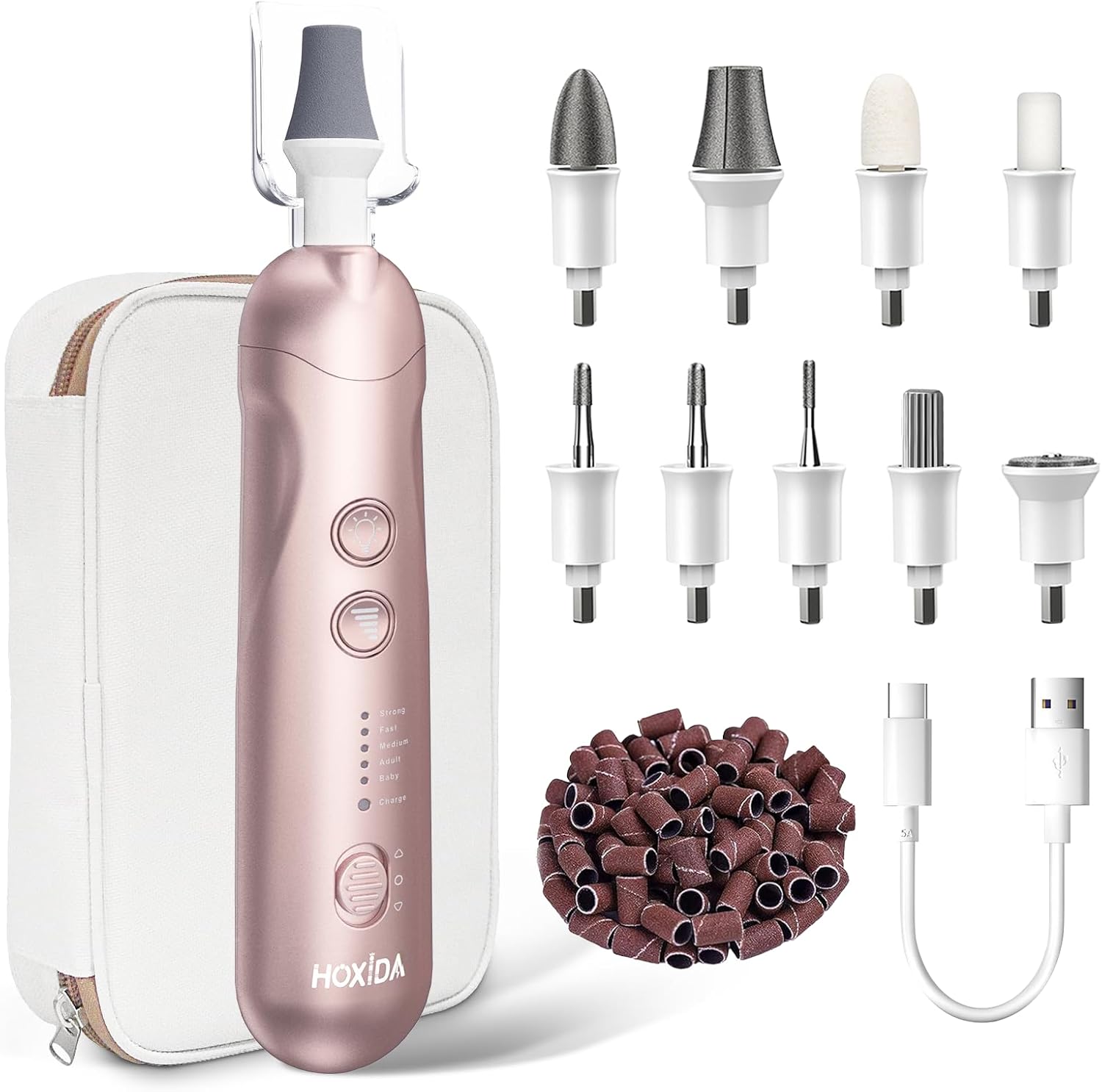Hoxida professional manicure pedicure kit front view with carrying case