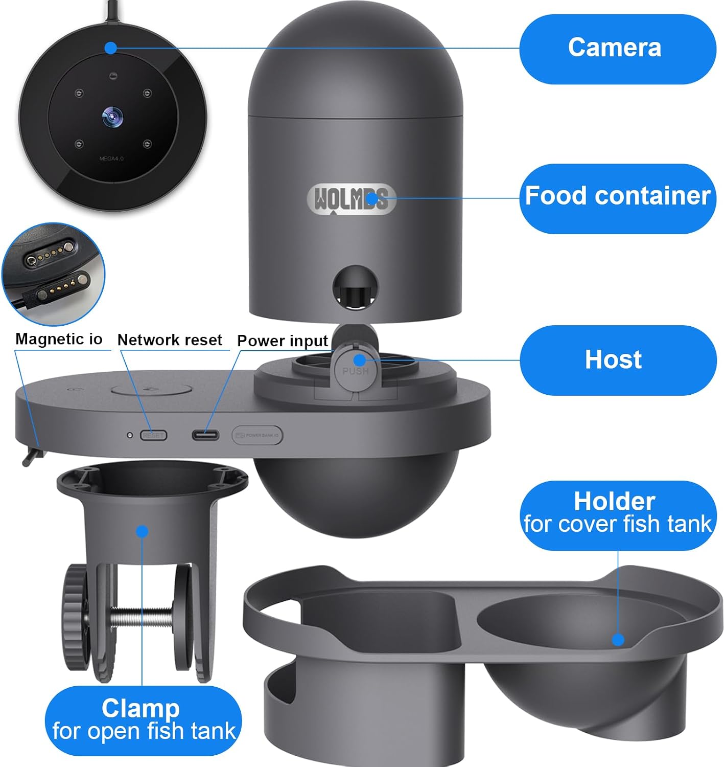 WiFi Automatic Fish Feeder with 2.5K Camera, 2.4/5G Smart App Remote Contro & Vacation Timer, 0.2g Precision Aquatic Pet Feeder, 230ML Moisture-Proof Fish Food Dispenser for 10+ Gallon Tank - Image 9