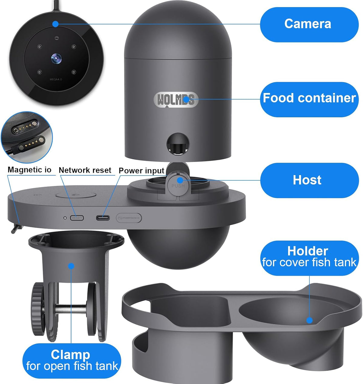 WiFi Automatic Fish Feeder with 2.5K Camera, 2.4/5G Smart App Remote Contro & Vacation Timer, 0.2g Precision Aquatic Pet Feeder, 230ML Moisture-Proof Fish Food Dispenser for 10+ Gallon Tank - Image 9