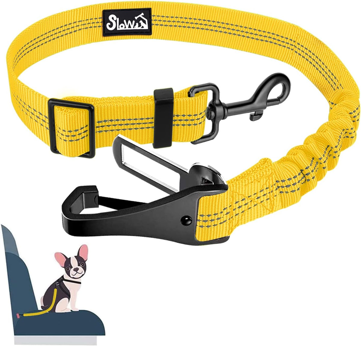 SlowTon Dog Seat Belt for Car, Adjustable 3 in 1 Dog Seatbelt with Elastic Bungee Buffer, Nylon Heavy Duty Dog Car Harness Reflective Safety Tether Leash with Latch Hook Clip Pink - Image 10