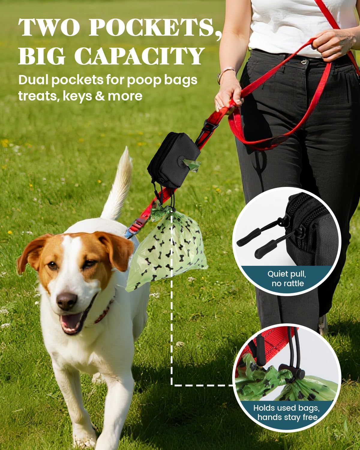 PawistaPal black dog bag dispenser with integrated hands free waste carry clip