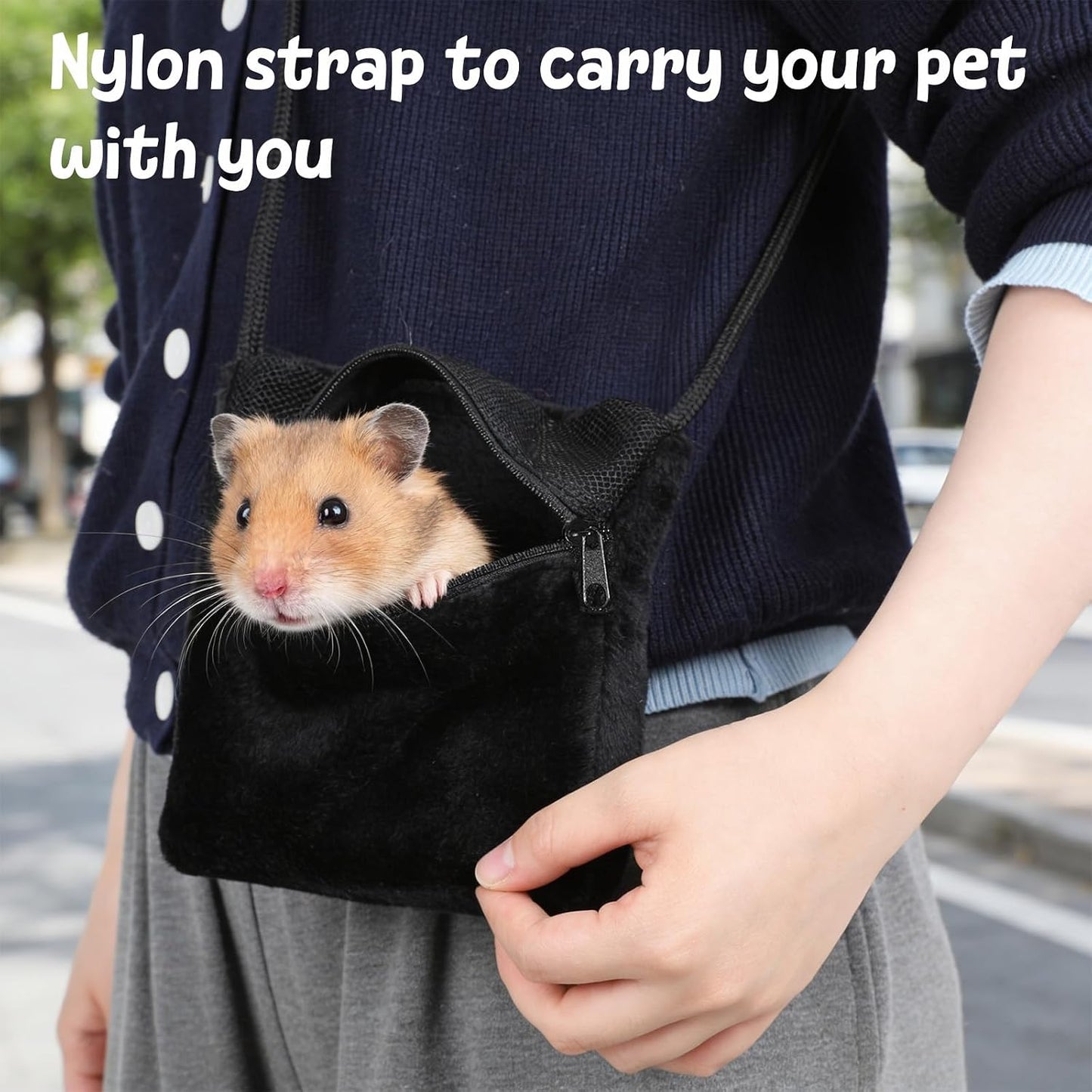 2 Pack Carry Bonding Pouch Sugar Glider Pouch Breathable Soft Hamster Carrier Small Animal Travel Sleeping Bag Cage with Strap Zipper for Squirrels Hamsters Rodents Other Small Pets - Image 4