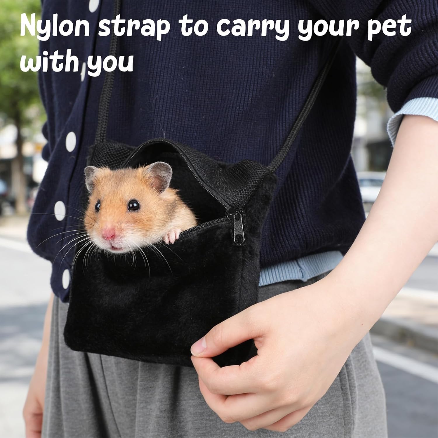 2 Pack Carry Bonding Pouch Sugar Glider Pouch Breathable Soft Hamster Carrier Small Animal Travel Sleeping Bag Cage with Strap Zipper for Squirrels Hamsters Rodents Other Small Pets - Image 4