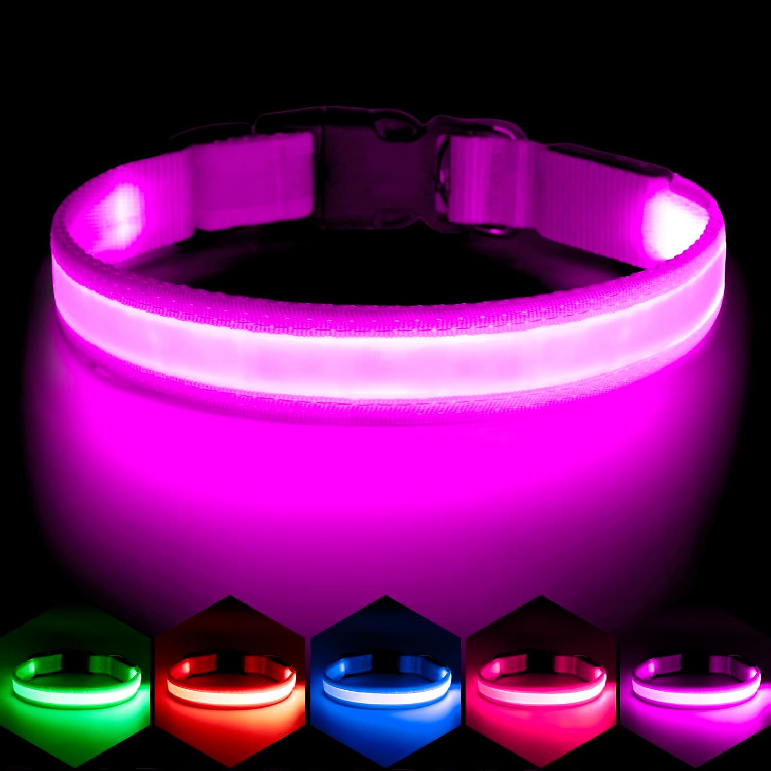 Vizpet LED Dog Collar, Light Up Dog Collar Adjustable USB Rechargeable Super Bright Safety Light Glowing Collars for Dogs(Medium,Green) - Image 13