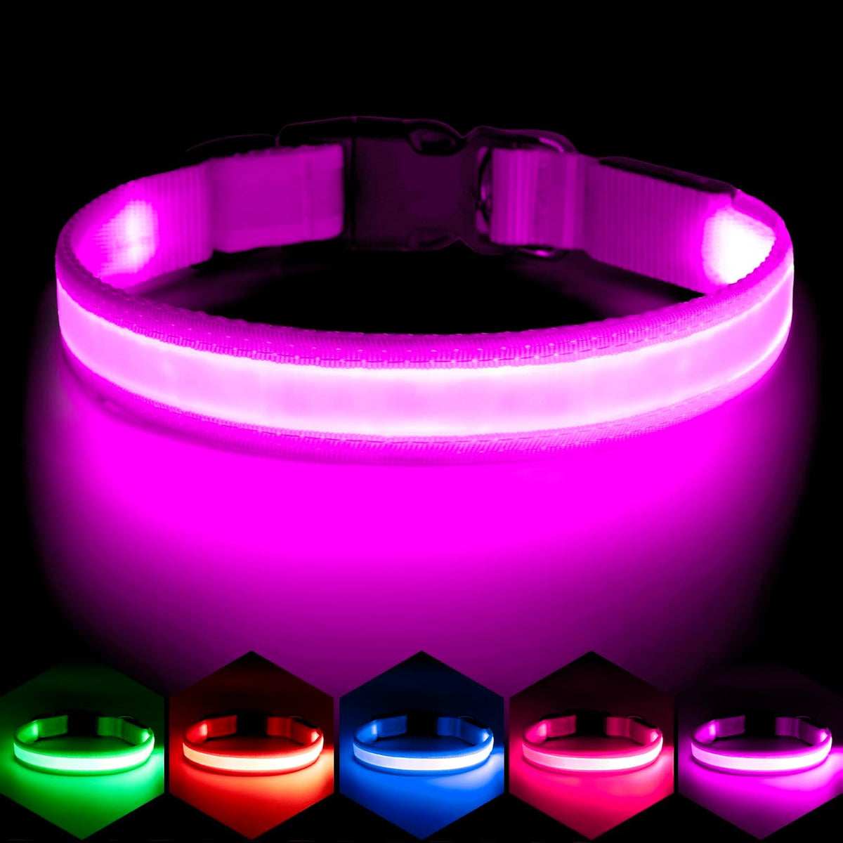 Vizpet LED Dog Collar, Light Up Dog Collar Adjustable USB Rechargeable Super Bright Safety Light Glowing Collars for Dogs(Medium,Green) - Image 13