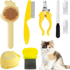 VCZONE 8 Pcs Cat Brush Grooming Kits, Pet Self Cleaning Kit with Pet Nail Clipper and File, Flea Comb, Pet Shampoo Bath Brush, Pet Shedding Brush, Silicone Toothbrush (Pink) - Image 9