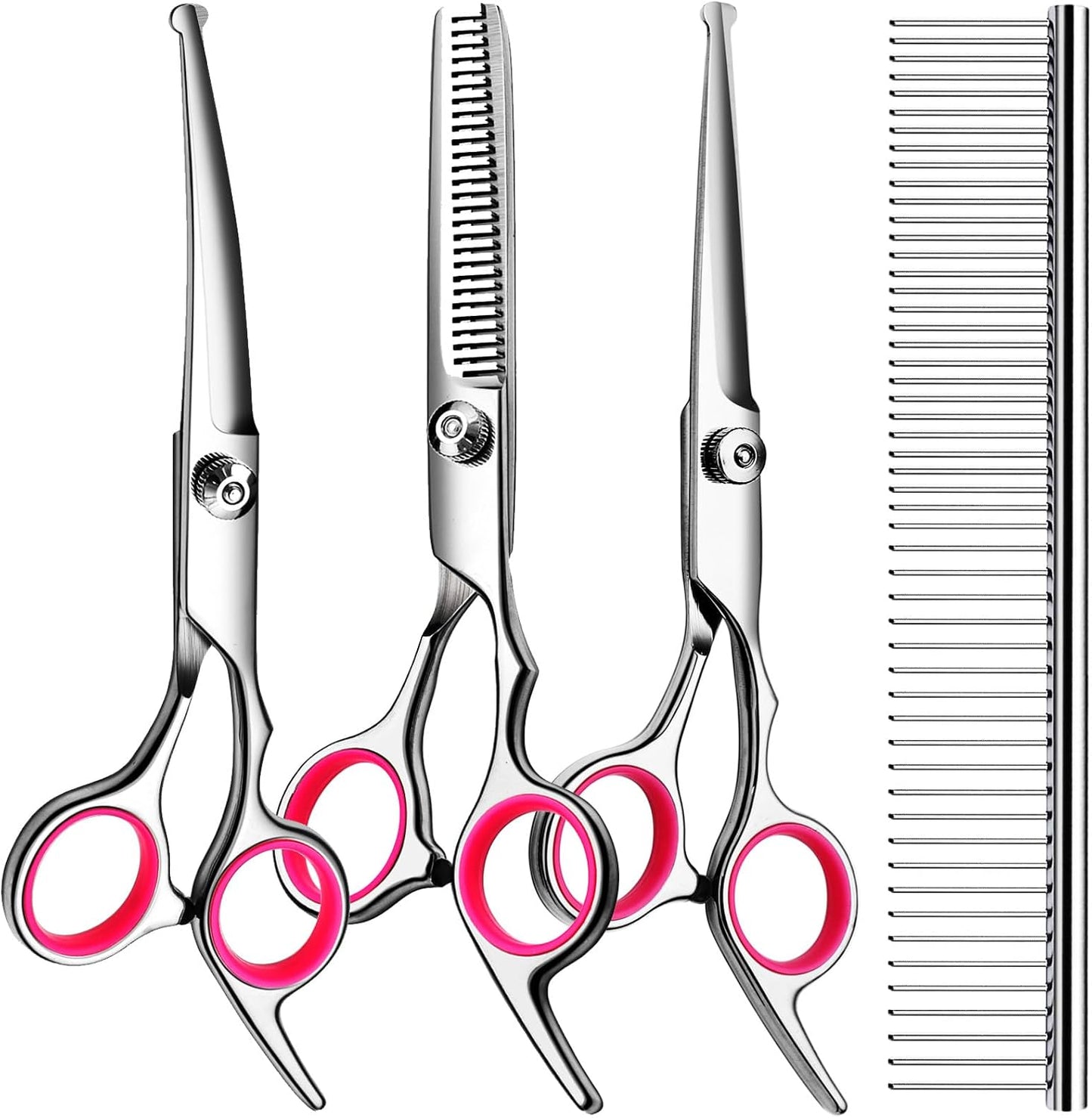 Tinmarda professional dog grooming kit front view of stainless steel shears set for home pet care.