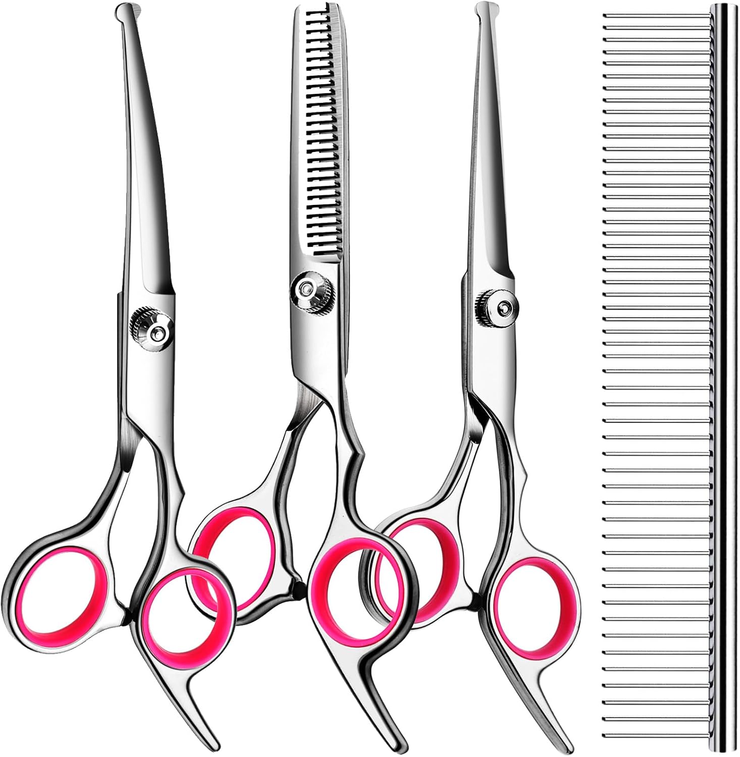 Tinmarda professional dog grooming kit front view of stainless steel shears set for home pet care.