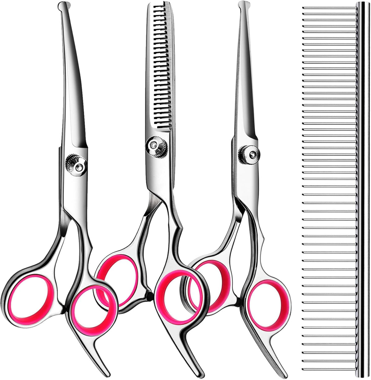 Tinmarda professional dog grooming kit front view of stainless steel shears set for home pet care.