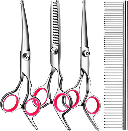 Tinmarda professional dog grooming kit front view of stainless steel shears set for home pet care.