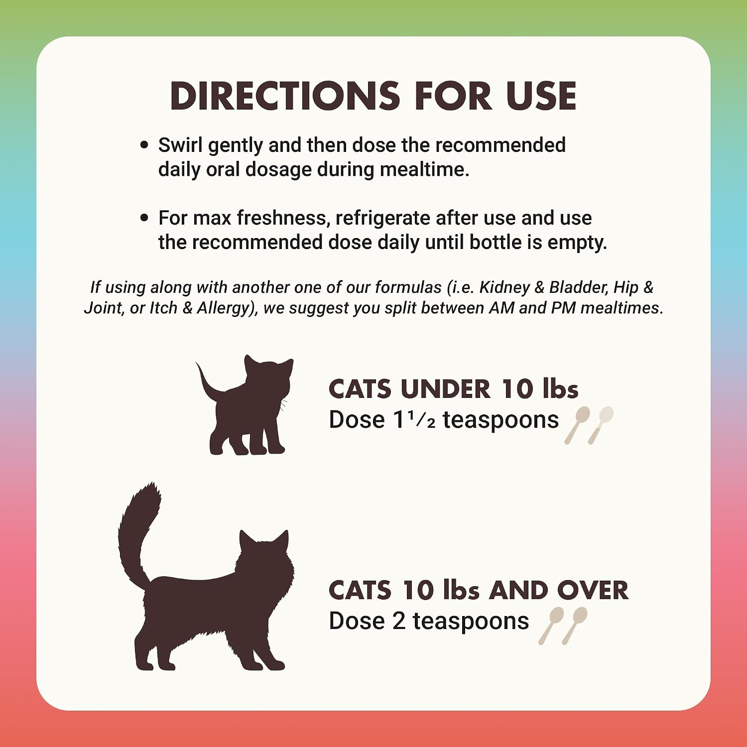 Liquid-Vet premium cat wellness formula dosing instruction detail