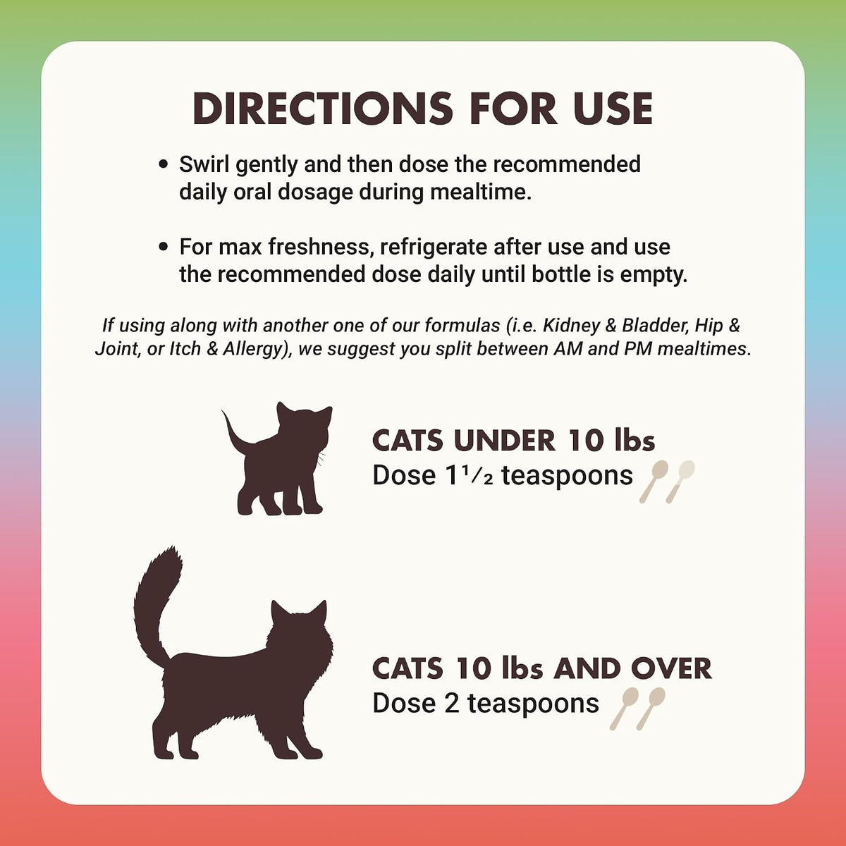 Liquid-Vet premium cat wellness formula dosing instruction detail