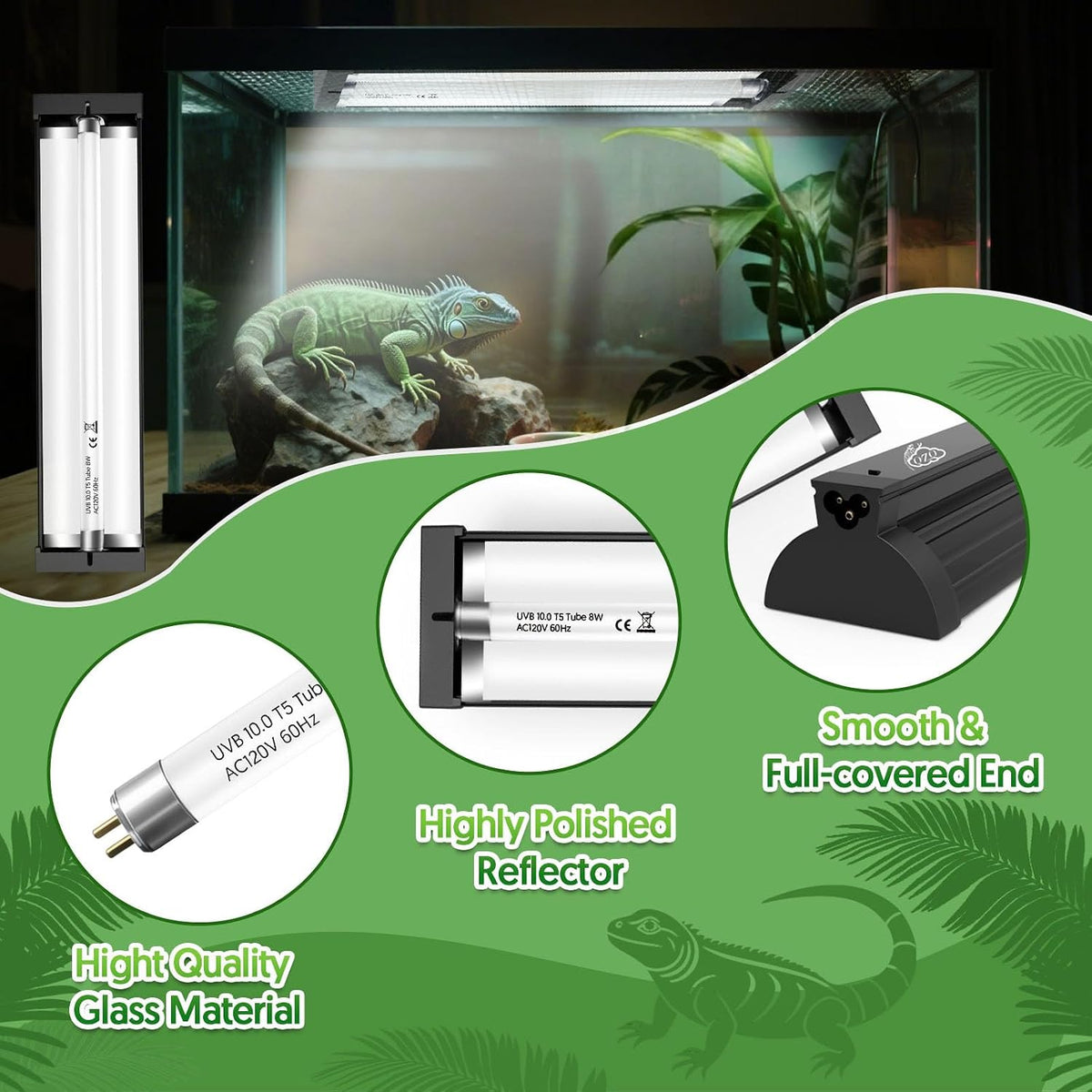 QZQ terrarium lighting kit with the five point nine foot detachable power cord and switch.