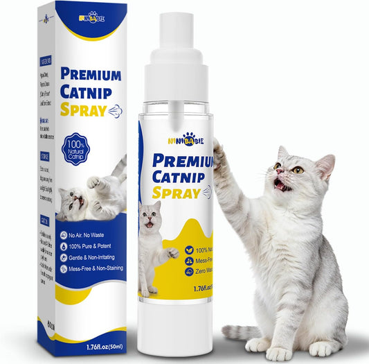 Ninibabie premium catnip spray bottle front view for indoor cat training.