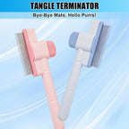 Demonstration of one-click self-cleaning button on pet brush