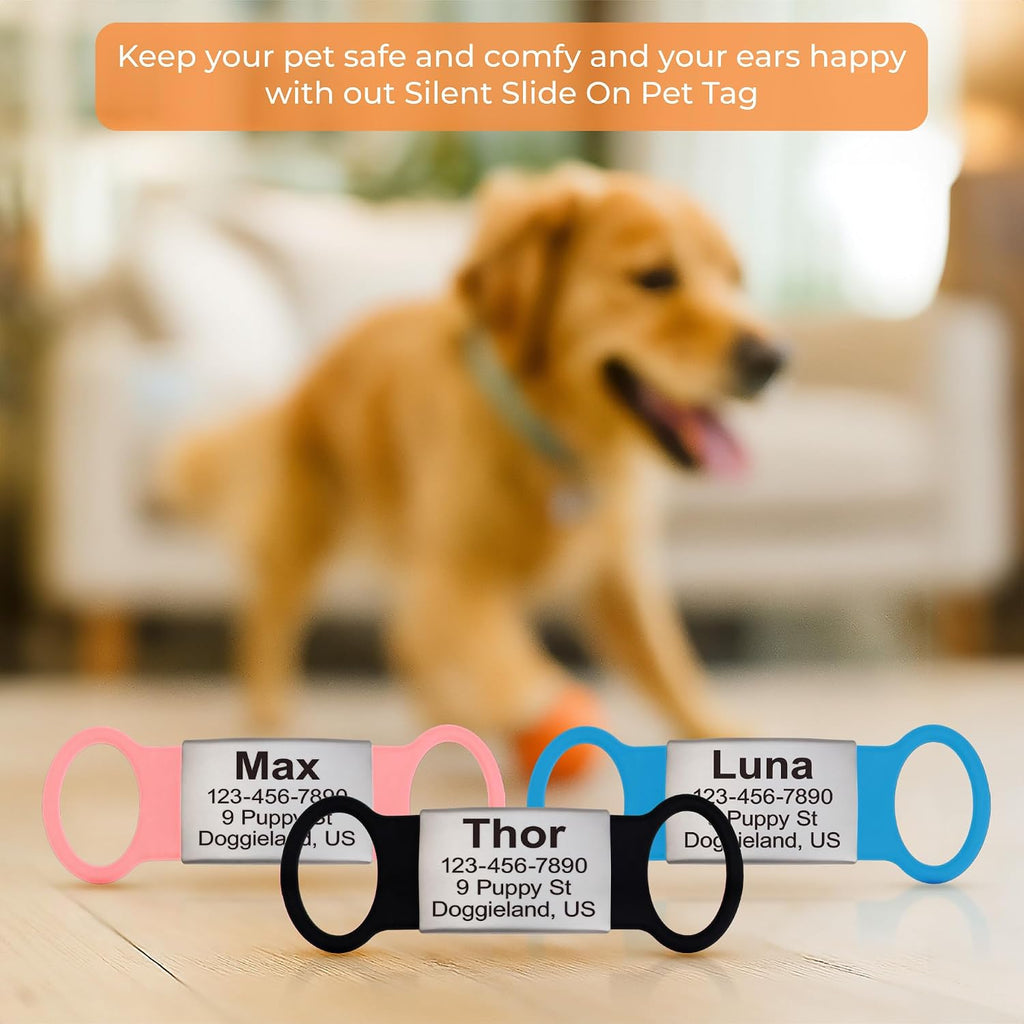 Premium personalized dog collar tag showcasing rust resistant metal finish