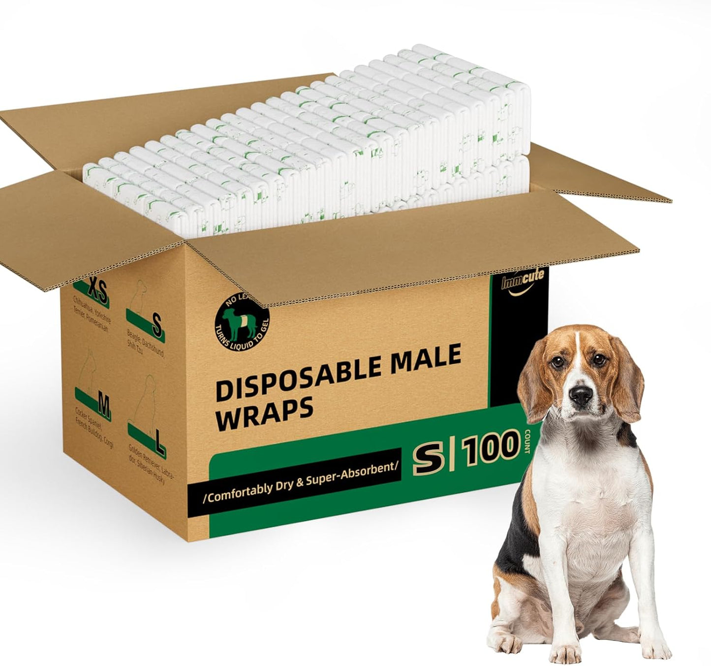 IMMCUTE Dog Diapers Male Small 50 Ct, Male Dog Diapers Disposable with Wetness Indicator, Adjustable Puppy Diapers Male, Flashdry Gel Technology, Male Dog Wraps for Incontinence & Marking - Image 12