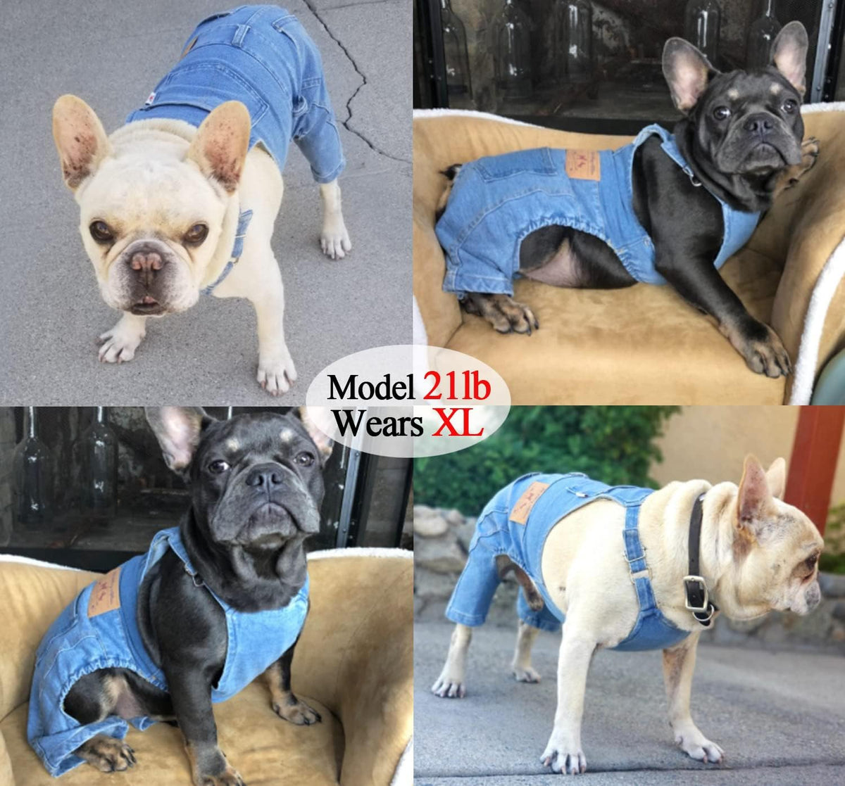 Tealots comfortable pet jean onesie apparel flat lay view.