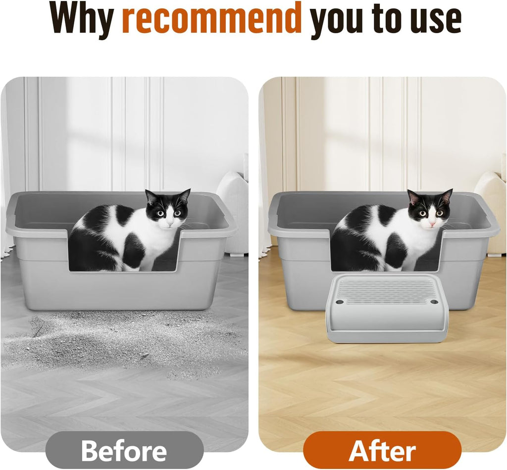 Non slip stickers on the base of light grey cat step stool