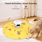 Side view of ZOMISIA interactive cat toy displaying speed control buttons.