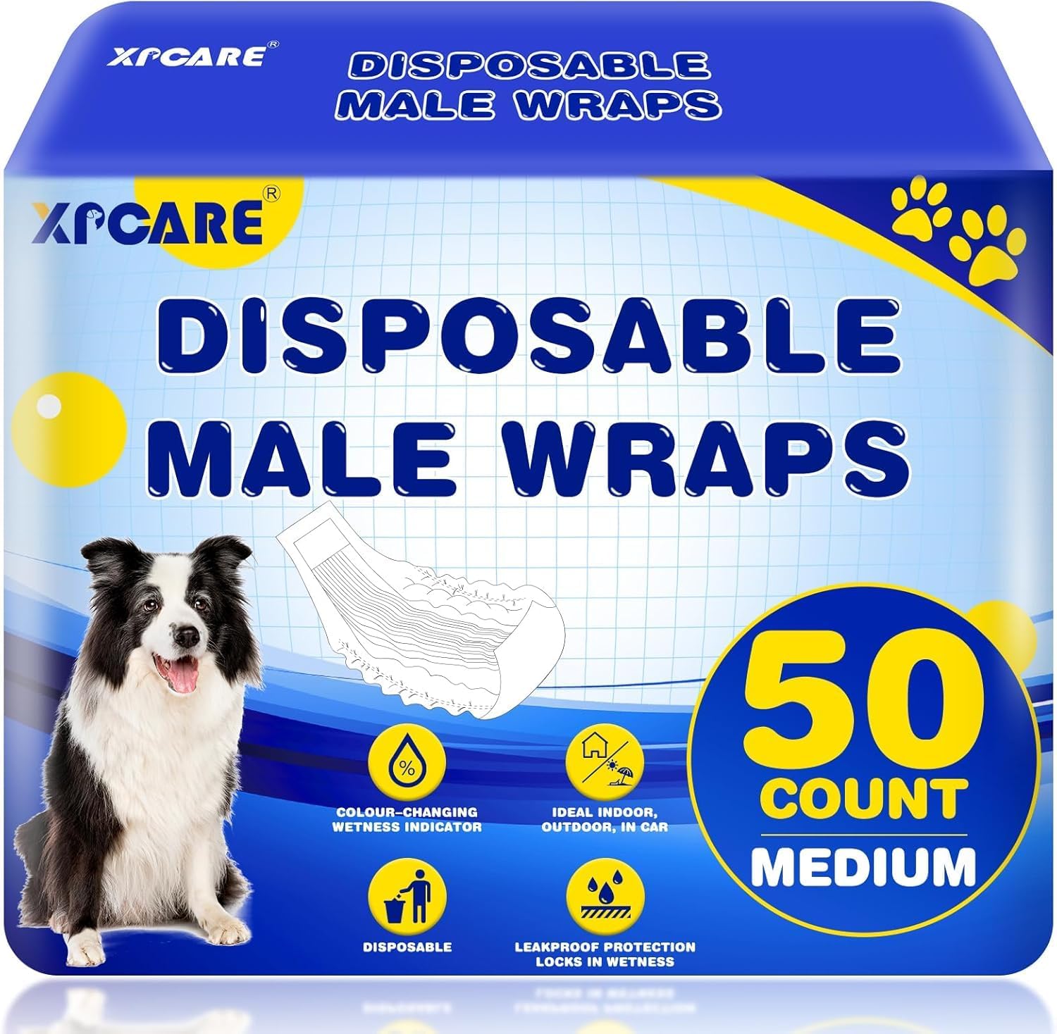 Side view of the leak proof edges on the XPCARE small male dog diaper wrap.