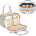 Damero Breast Pump Bag front view in light gray and pink