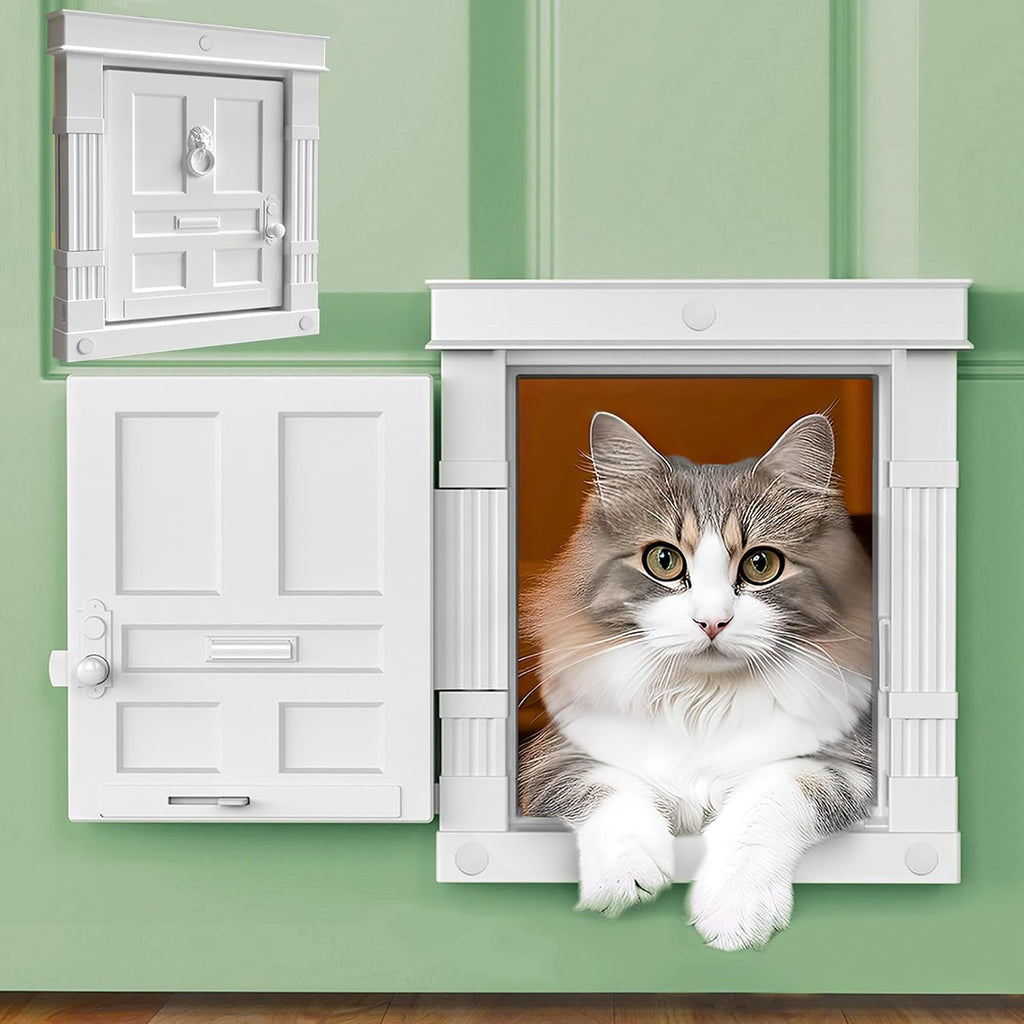 Packaging box of the Purrfect Portal Beacon Hill premium interior cat door showing included mounting hardware.