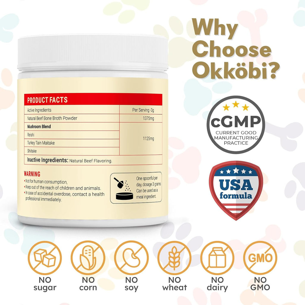 Premium collagen rich dog food topper powder back label