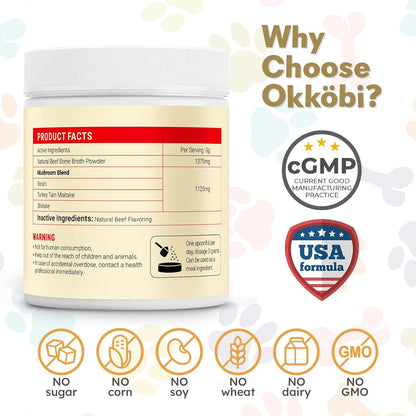 Premium collagen rich dog food topper powder back label