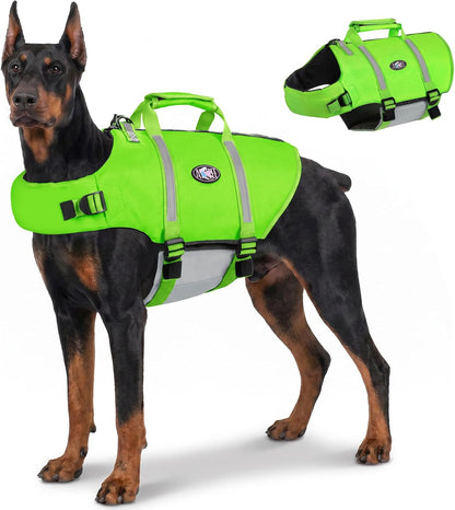 AOFITEE Dog Life Jacket, High Flotation Dog Life Vest for Swimming, Reflective Medium Dog Swimming Vest, Adjustable Dogs Swimsuit Lifesaver with Zipper and Rescue Handle for Small Medium Large Dogs - Image 14