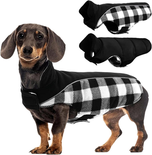 Kuoser reversible dog winter coat black XS front view