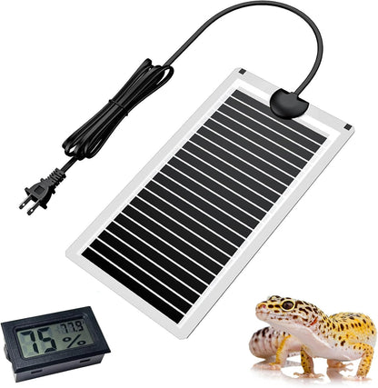 Hamiledyi reptile heat pad 7W front view showing the graphene heating mat and temperature controller switch.
