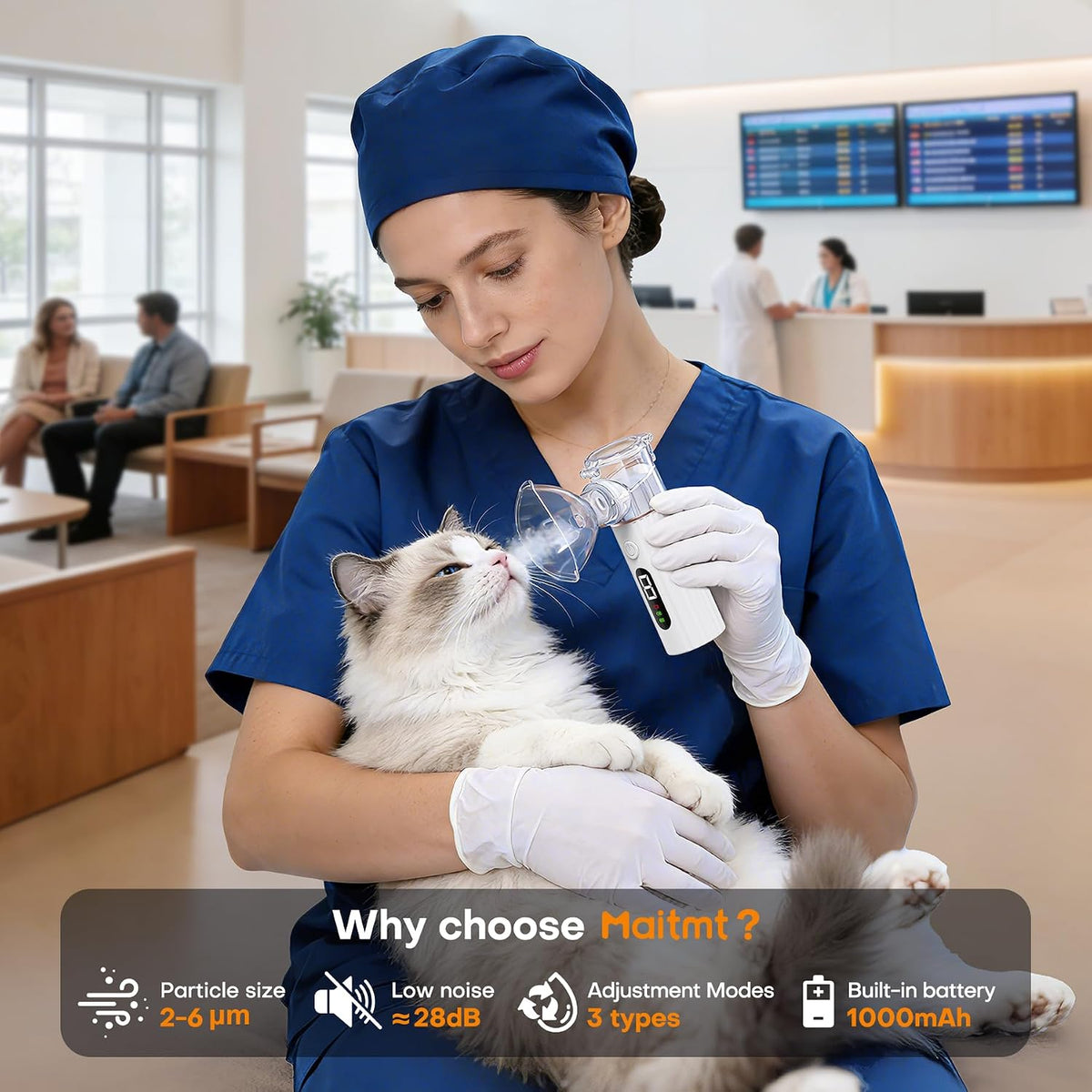 Maitmt pet spray device with compact rechargeable battery body for travel convenience.