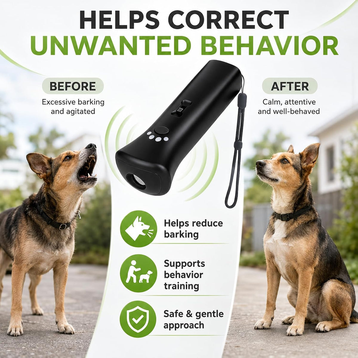 Rechargeable pet gentle behavior corrector showing the USB charging port setup