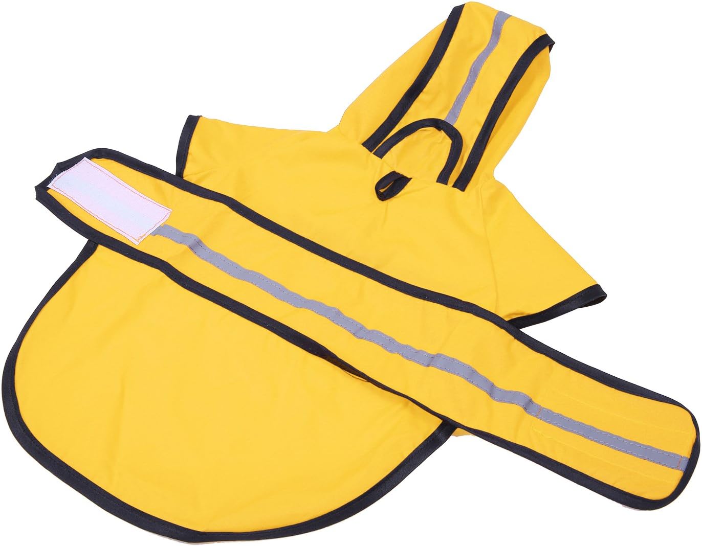 HDE yellow medium pet raincoat slicker on a dog