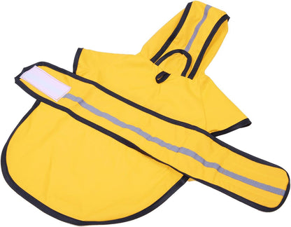 HDE yellow medium pet raincoat slicker on a dog