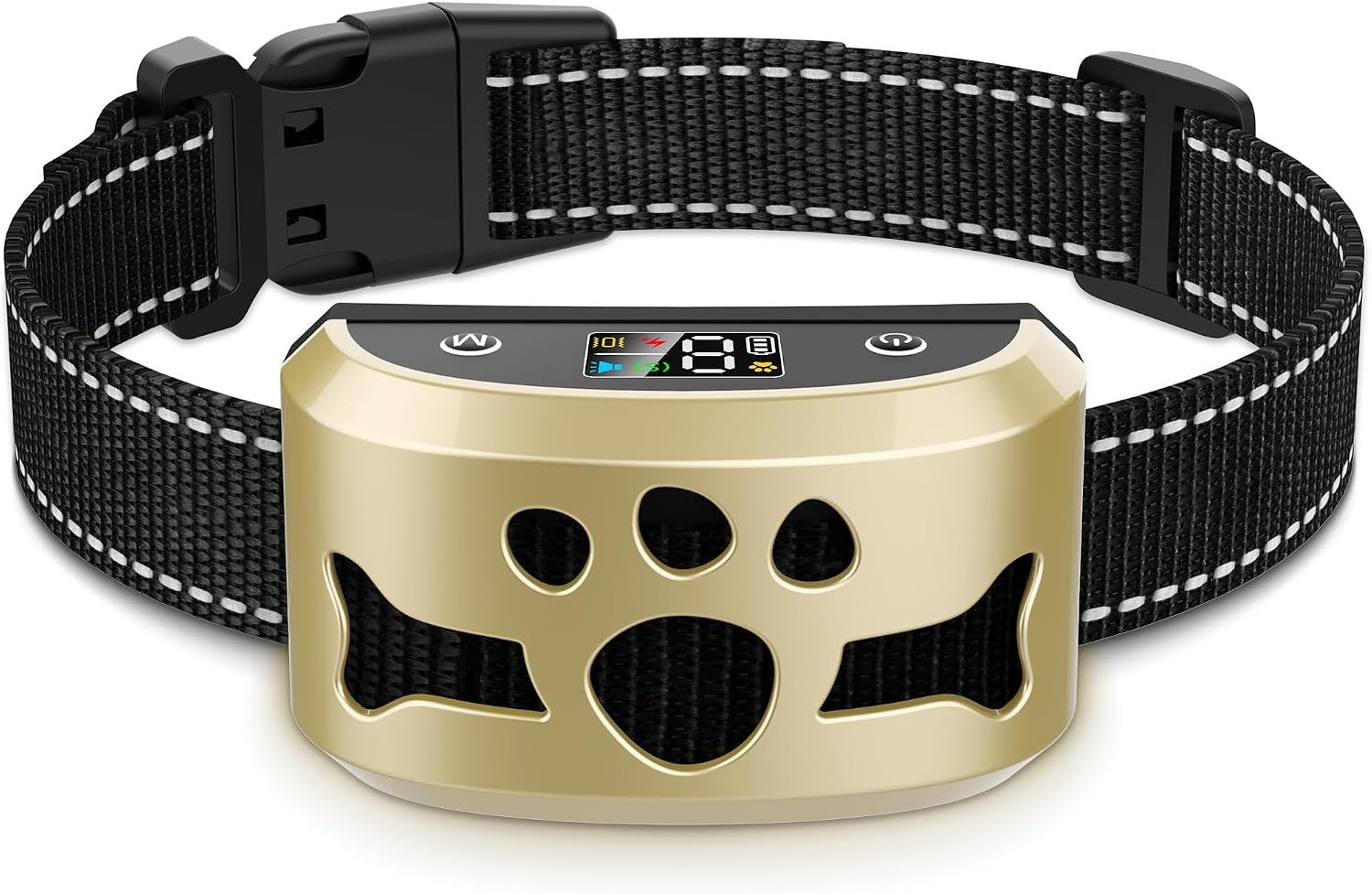 Kismiger gold dog bark collar on large dog