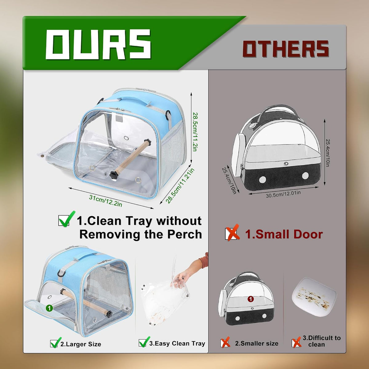 Suertree bird carrier open double doors view