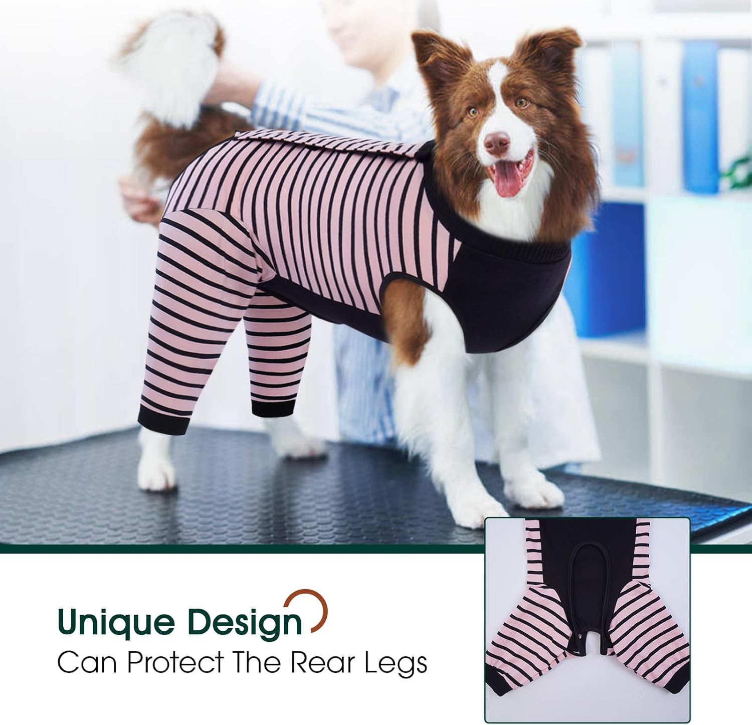 Kuoser anti licking dog bodysuit adjustable hook and loop fasteners detail