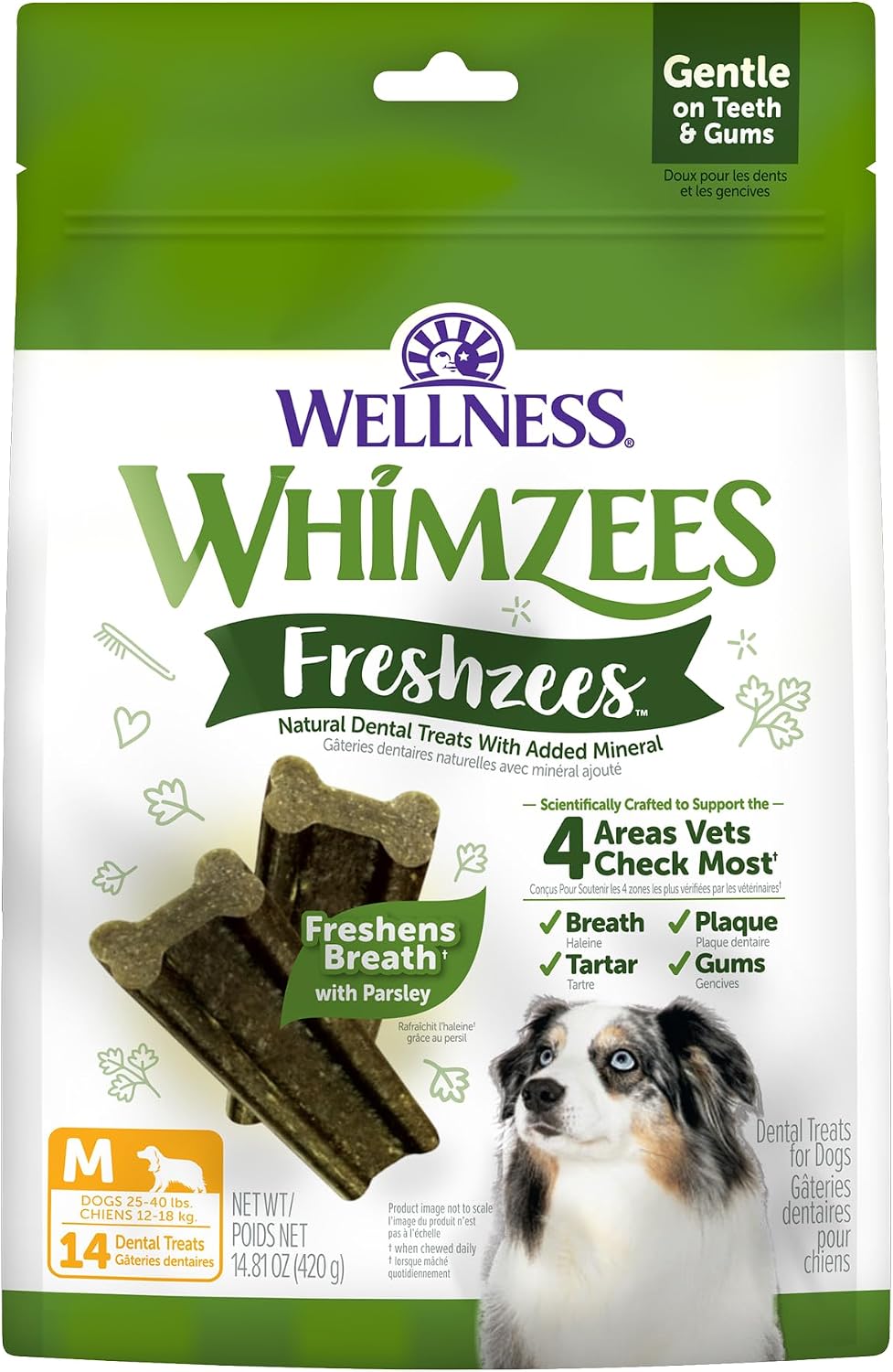 Wellness WHIMZEES Brushzees Natural Dog Dental Treat, VOHC Accepted Chews, Freshens Breath, Extra-Small Size, 4.2 oz Bag, 16 Count - Image 13