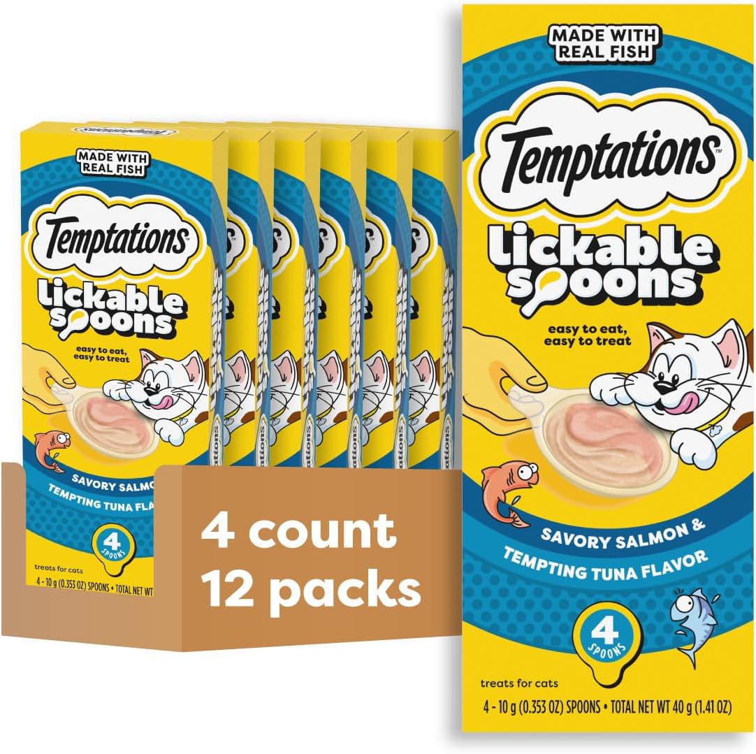 Temptations Lickable Spoons Salmon and Tuna front view packaging