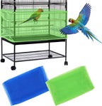 Daoeny 2Pcs Universal Bird Cage Cover, Adjustable Seed Feather Catcher, Soft Airy Nylon Mesh Parrot Net, Birdcage Cover Skirt Sheer Guard for Round Square Cages (Green+ Blue) - Image 12