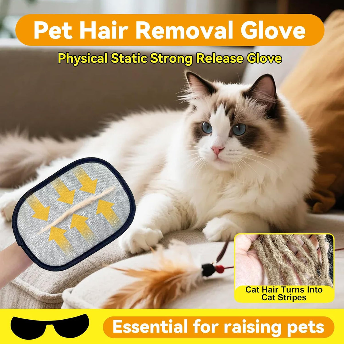 CAIBAO anti-static pet fur remover mitt for dog and cat hair