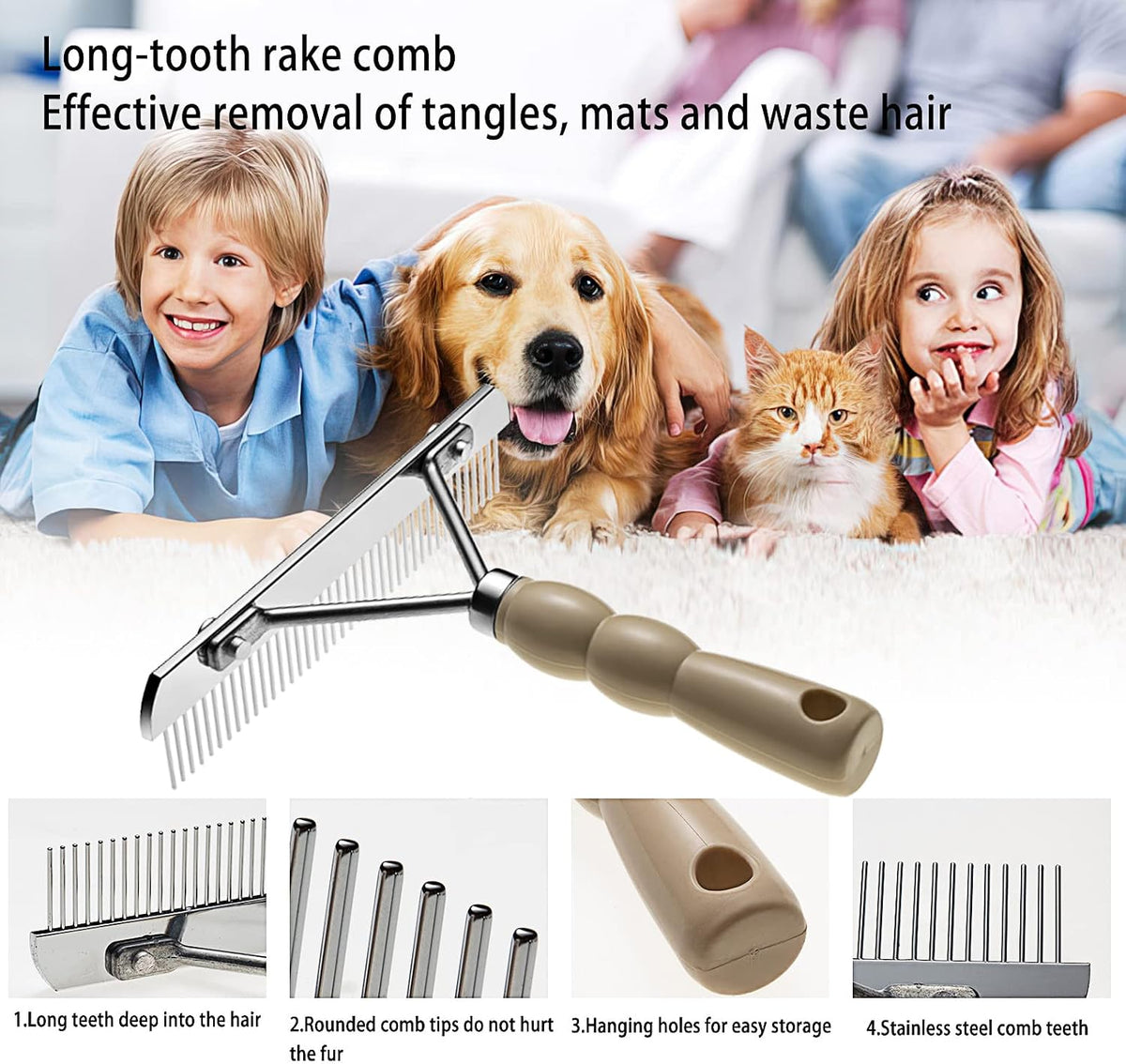 Twellife stainless steel shedding comb for pets