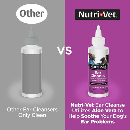 Nutri-Vet dog ear cleaning solution bottle label details