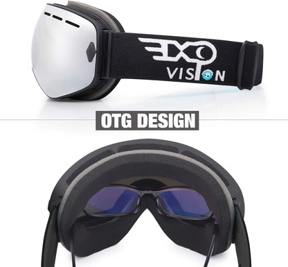 EXP VISION Detachable Lens Ski Goggles showcasing the full REVO coating reflection.