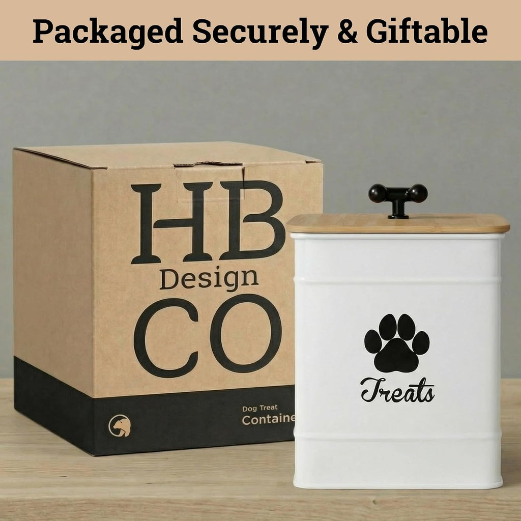 Dog Treat Container Airtight - 6 Inch Wide x 8 Inch Tall Iron Dog Treat Jar for Kitchen Counter with Airtight Bamboo Lid - 12 Cup Capacity Pet Treat Container - Doggie Cookie Jar - Big Treats Canister - Image 9