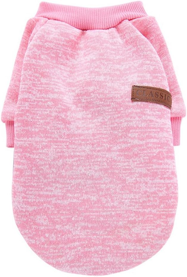 Jecikelon fleece dog sweater pink pullover back view on pet